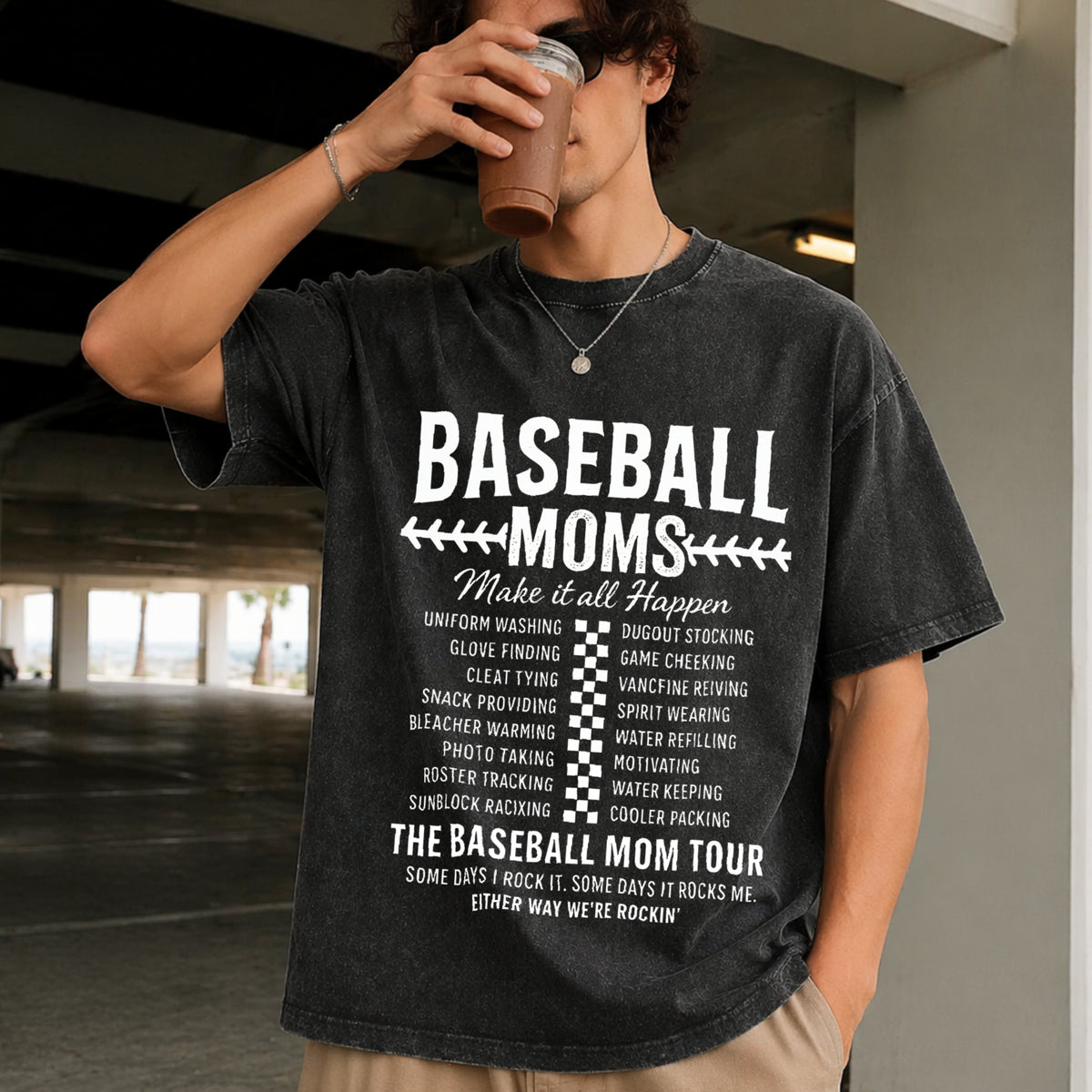 Funny Baseball Mom Vintage Washed T-Shirt - product view