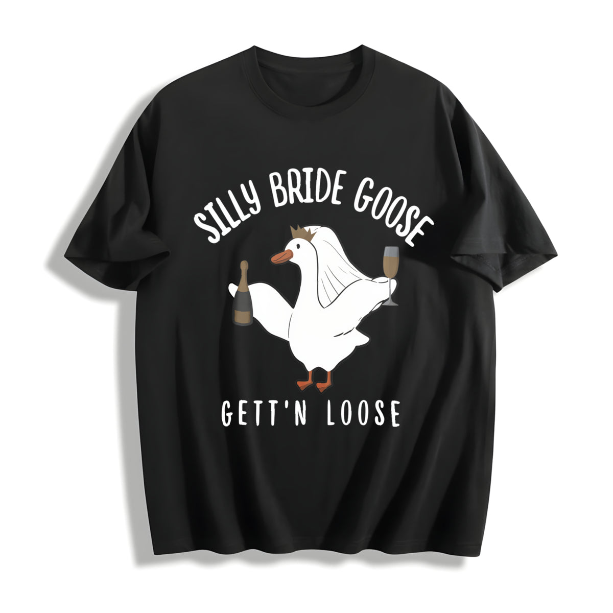 Goose Bride Cotton T-Shirt - Black
