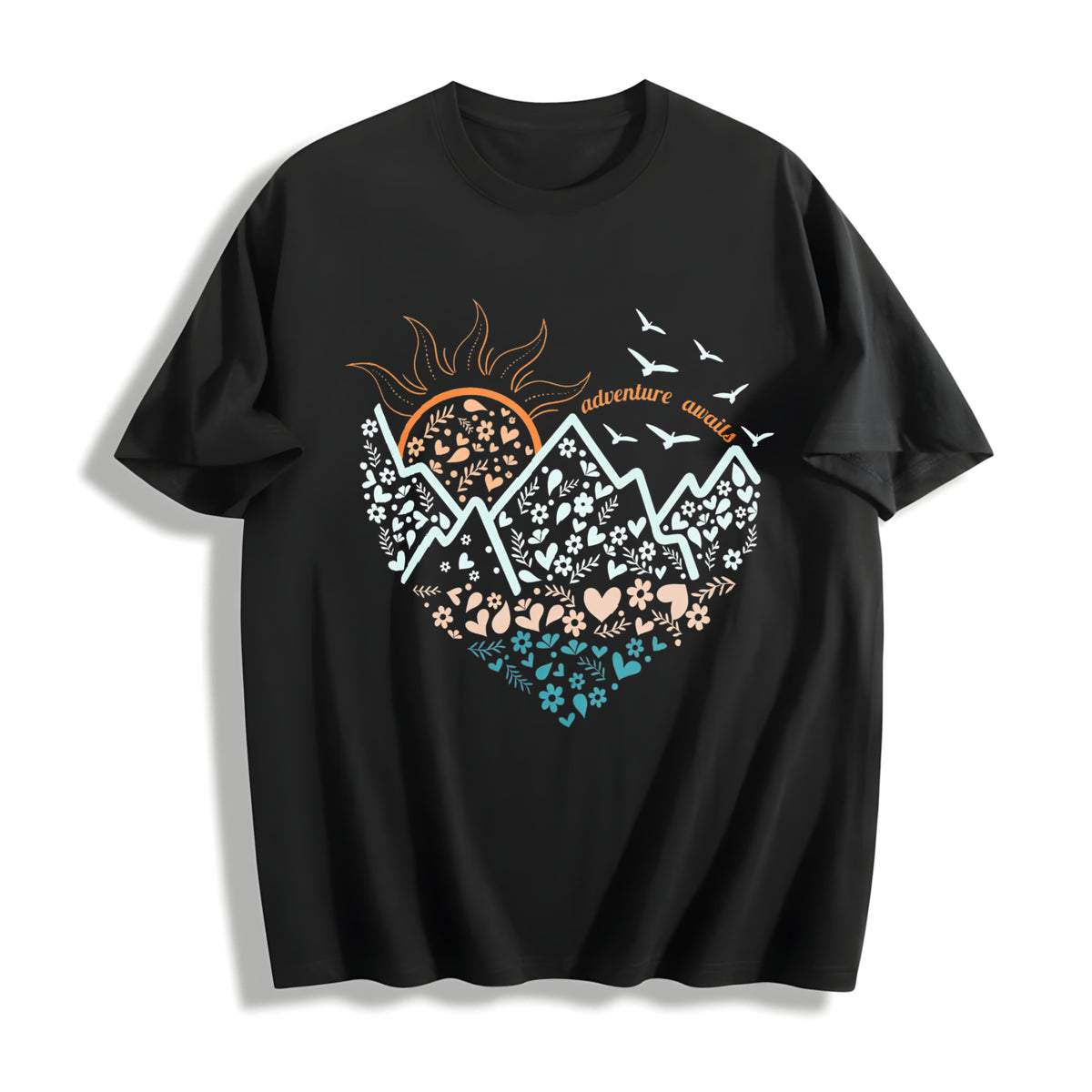 Heart-shaped Sea Sunlight Sports Luokeren Special Review Cotton T-Shirt - Black