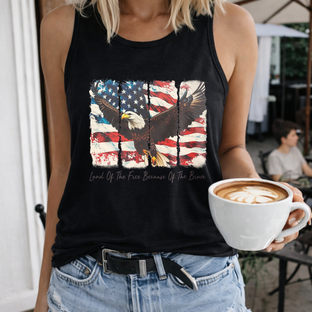 Land Of The Free Because Of The Brave Fourth Of July Women's Tank Top - Black