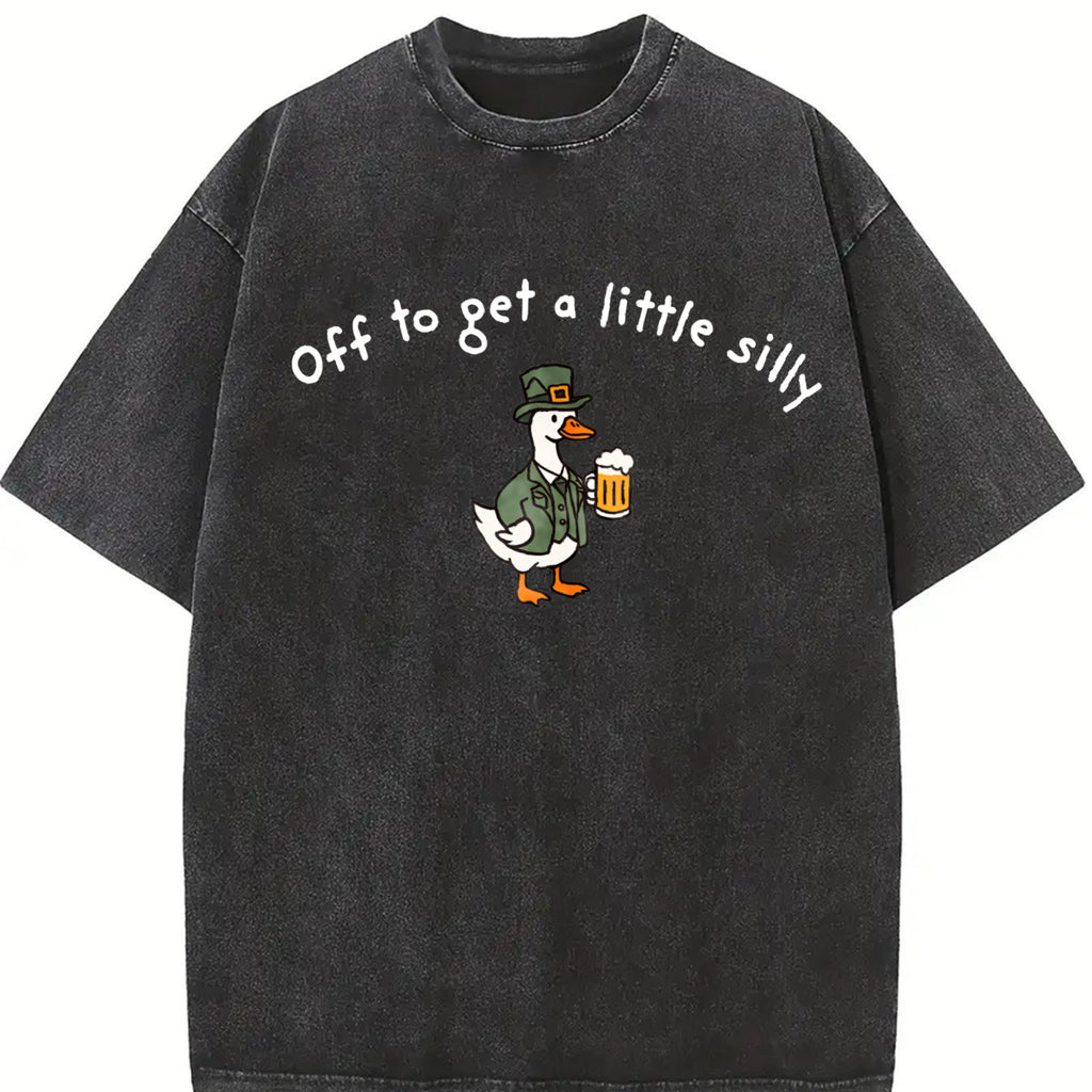 Unisex  “Off to get a little silly” Vintage Shamrock Vintage Washed T-Shirt   – St. Patrick’s Day Graphic Tee