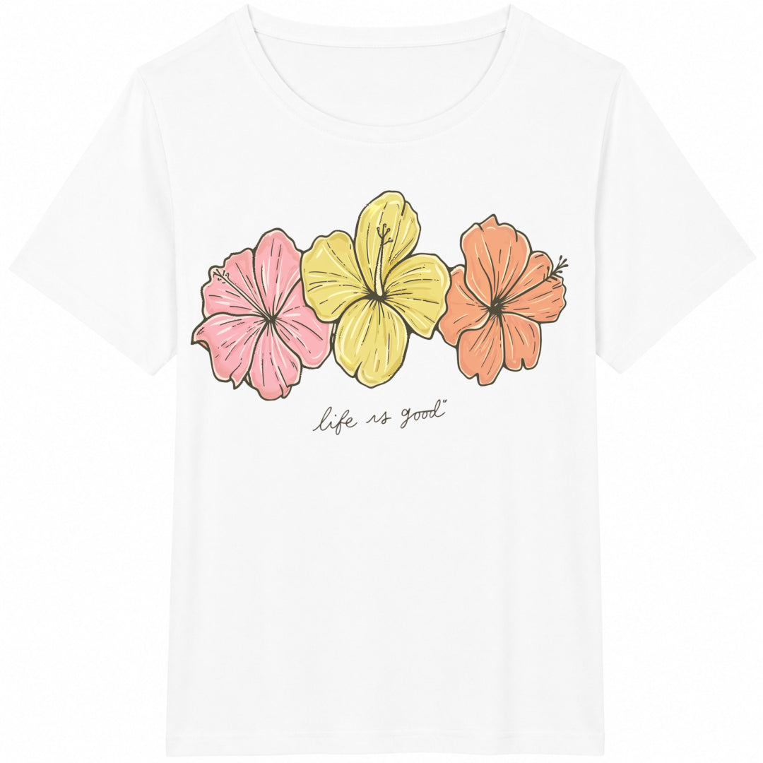 Short-sleeved With Floral Cotton T-Shirt - product view