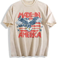 Eagle Made In America 4th Of July Vintage Washed T-Shirt - Beige