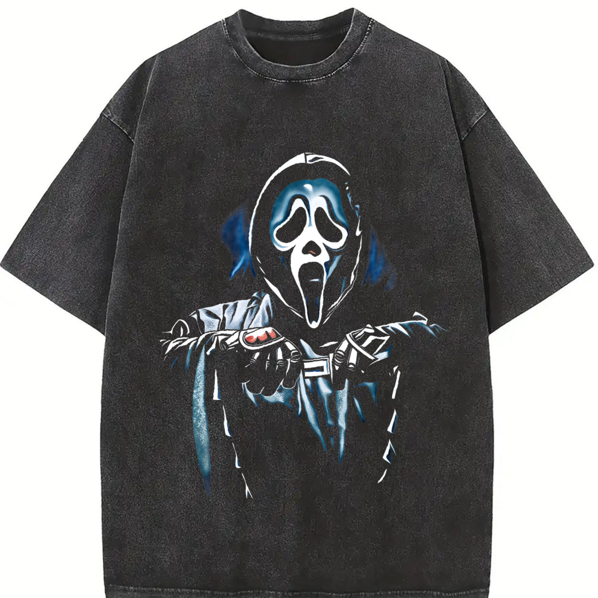 Dead by Daylight Ghost Face Tee – Washed Cotton Menswear Top | Smooth Streetwear Prints for Man, Casual Classic Gaming Style