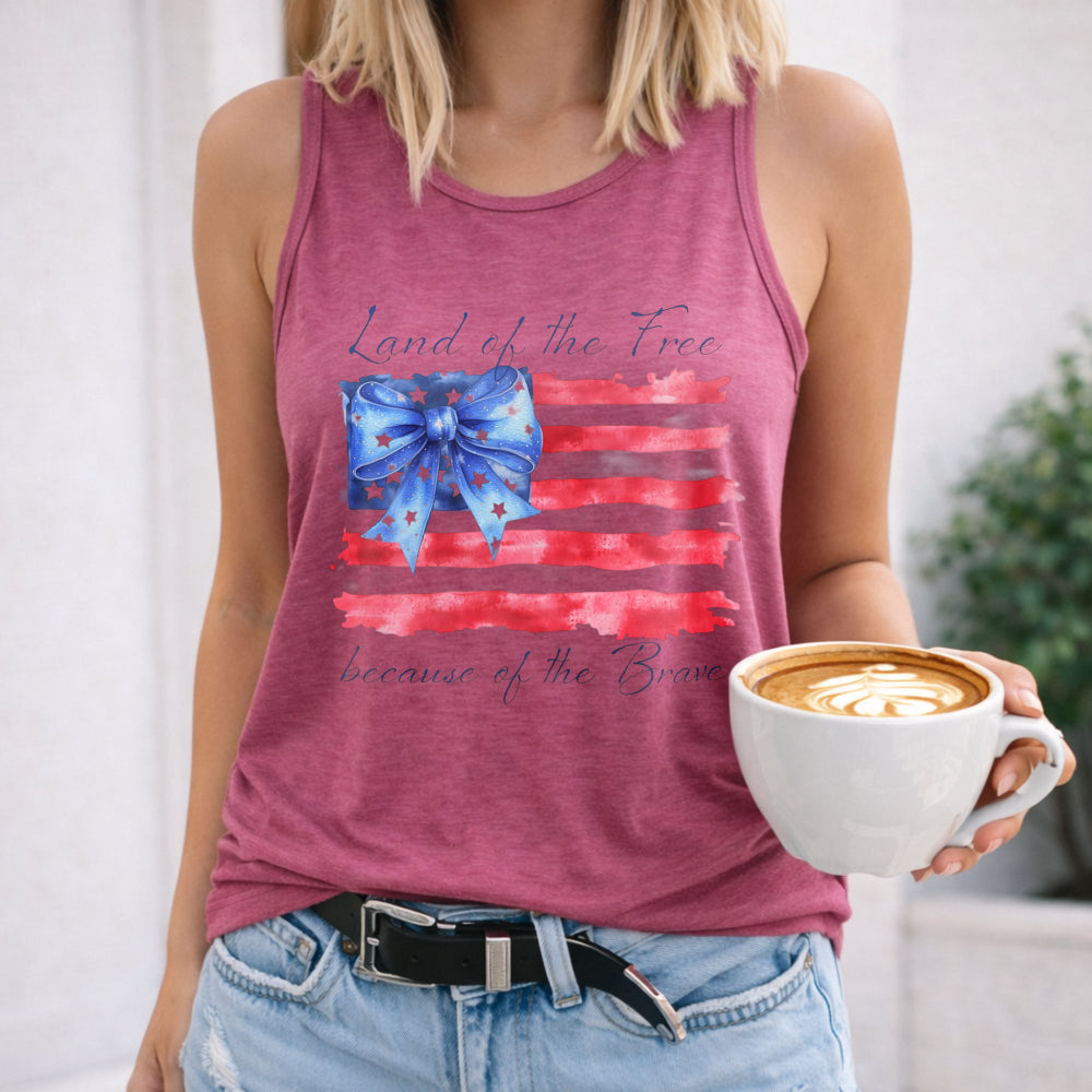 Land Of The Free Because Of The Brave Memorial Day 4th Women's Tank Top - product view