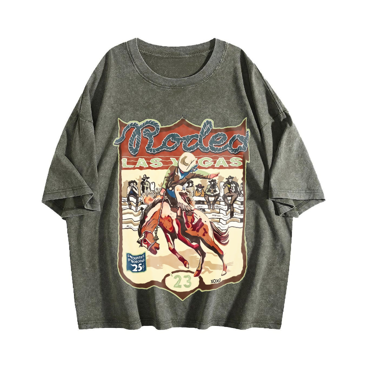 Las Vegas Rodeo Cowboy Vintage Washed T-Shirt - product view