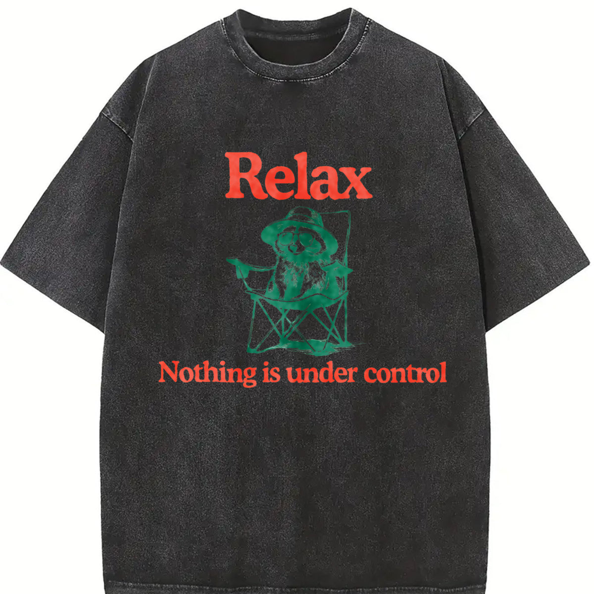 Comfort Colors Chill Raccoon Vintage T-Shirt - Relax Nothing Is Under Control Trash Panda Tee, Summer Racoon Tee, Raccoon Chilling Vibes