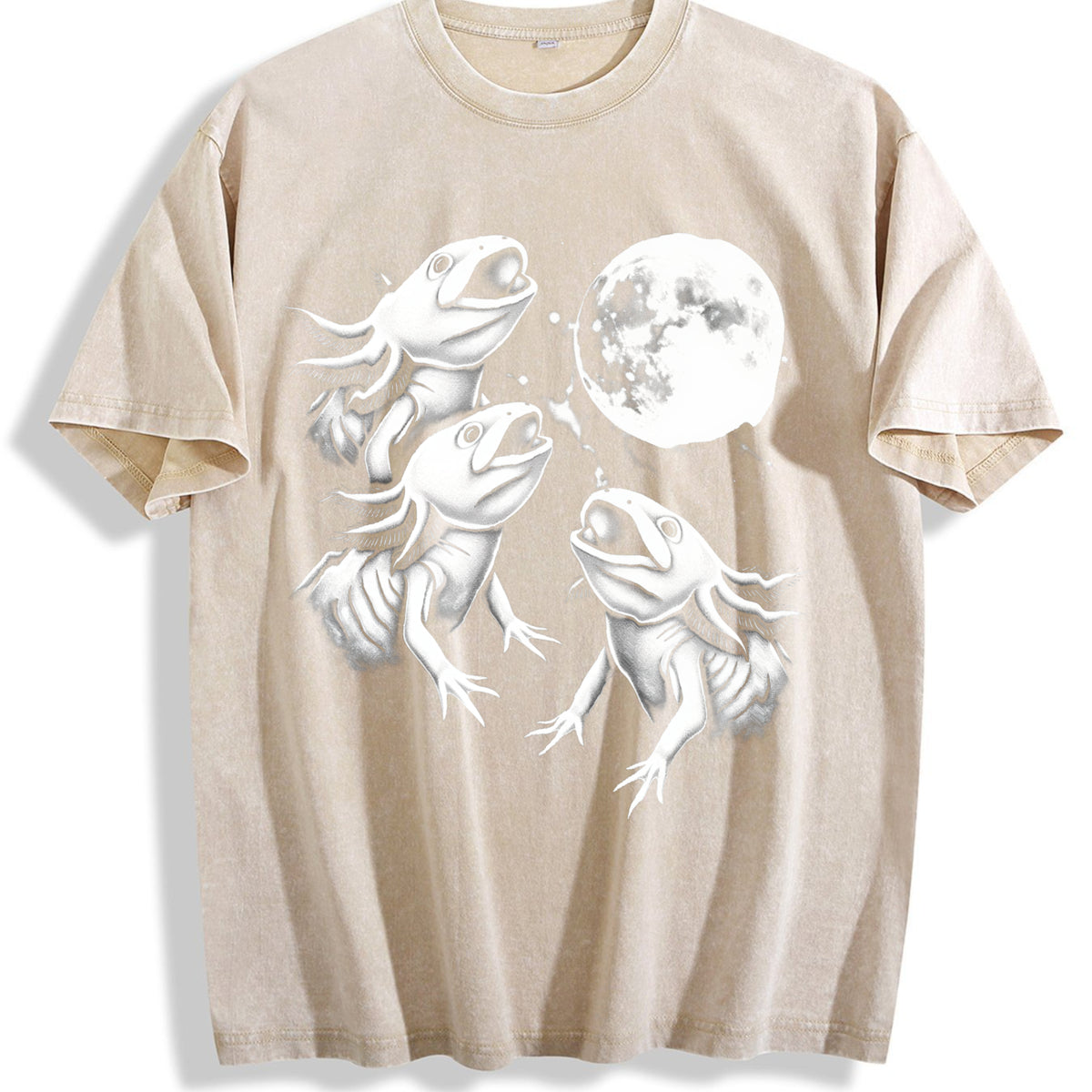 Axolotl Moon Vintage Washed T-Shirt - Beige