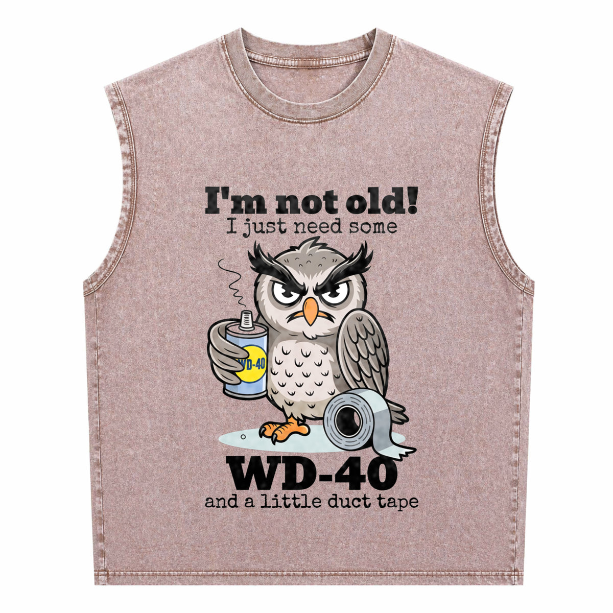 Owl I'm Not Old I Just Need Some Men's Washed Tank Top - product view
