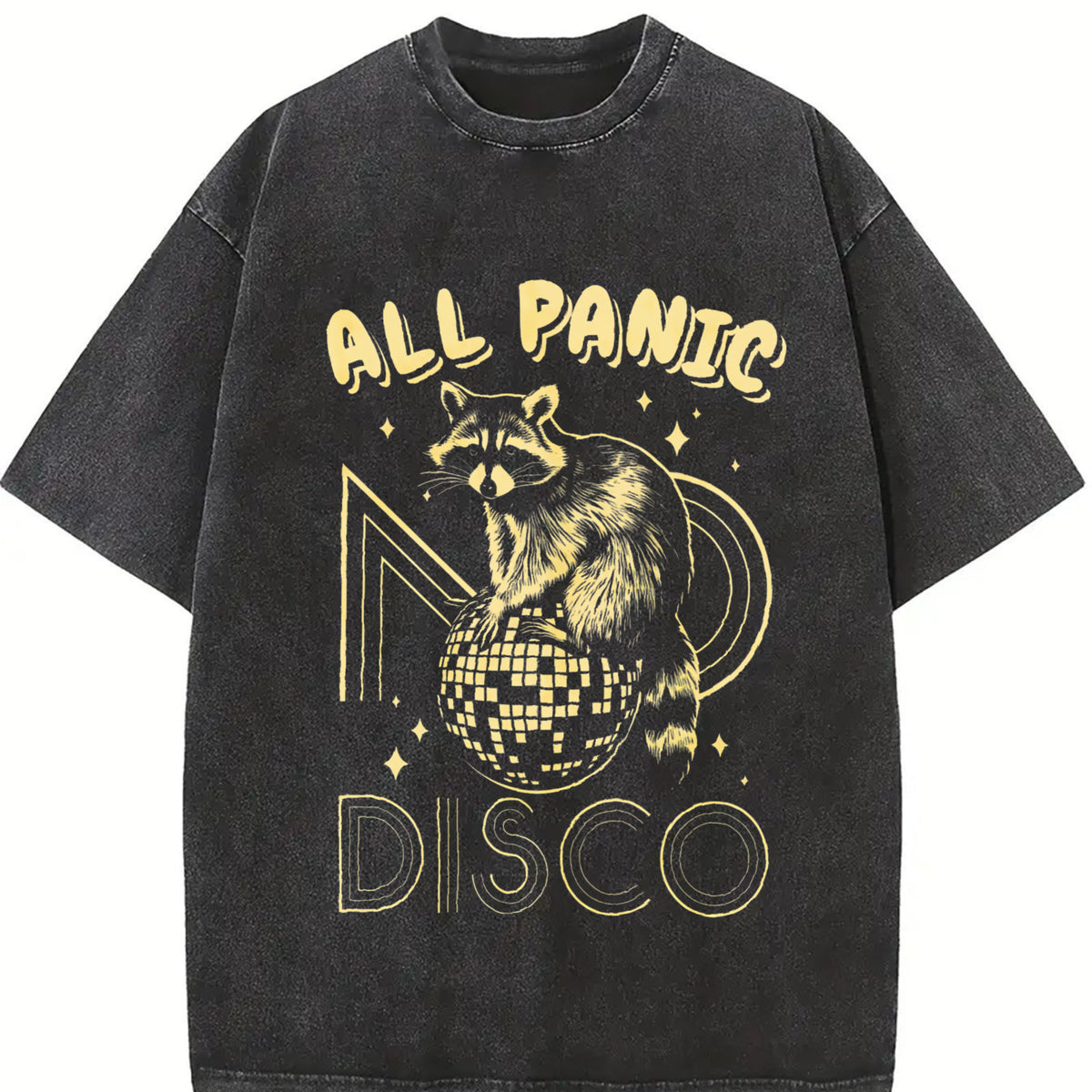 Vintage All Panic No Disco Tshirt, Retro Funny Raccoon Shirt,Vintage Raccoon Tshirt,Aesthetic Shirt,Funny Sweatshirt, Meme T-shirt Top Womenswear