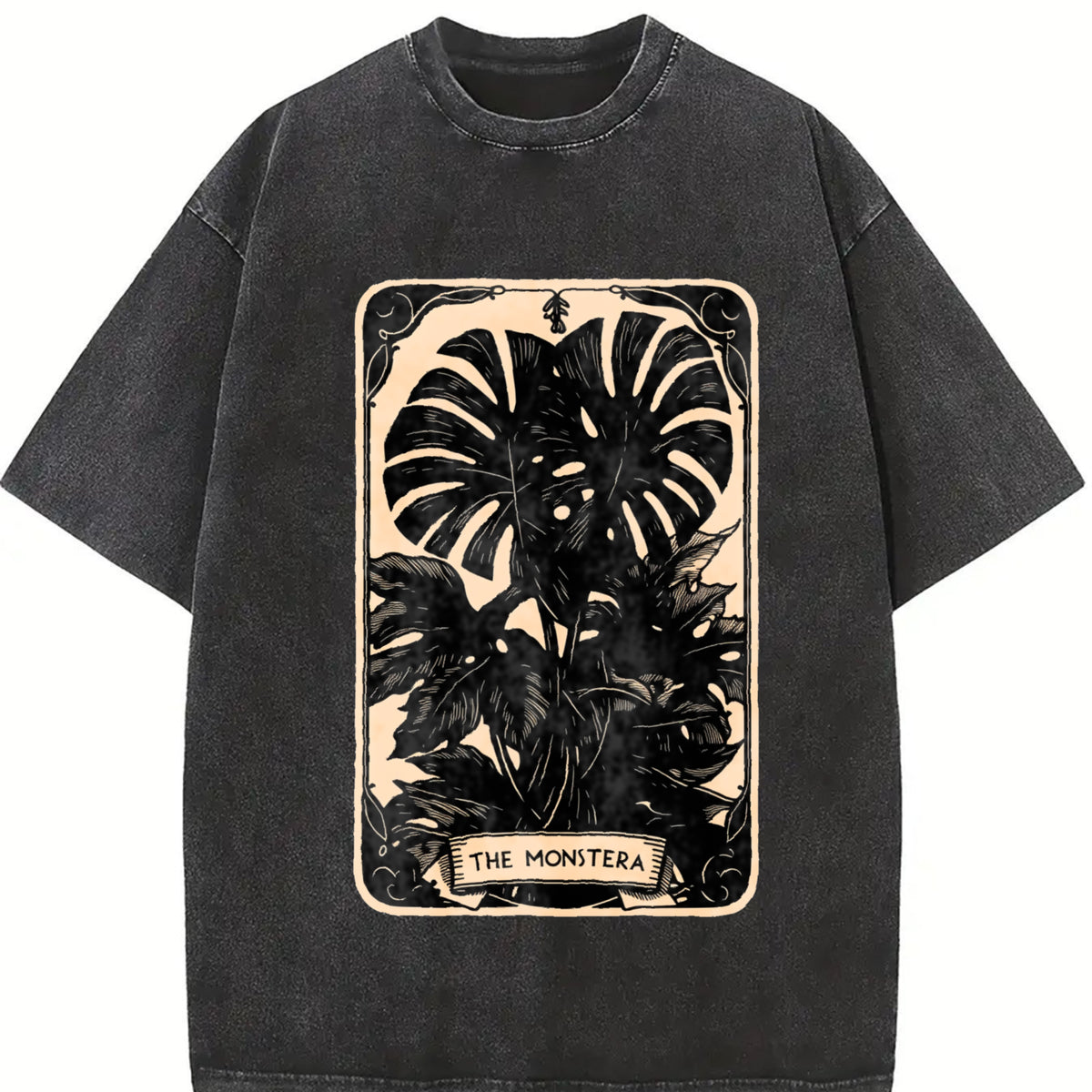 100% Cotton Unisex The Monstera Deliciosa Tarot Card Green Witch Plant Lover T-Shirt Casual Top