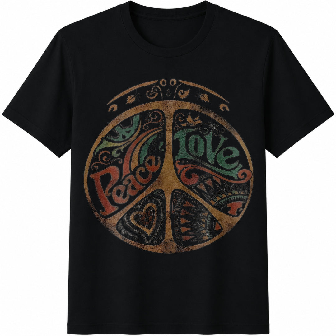 Peace Symbol Cotton T-Shirt - Black