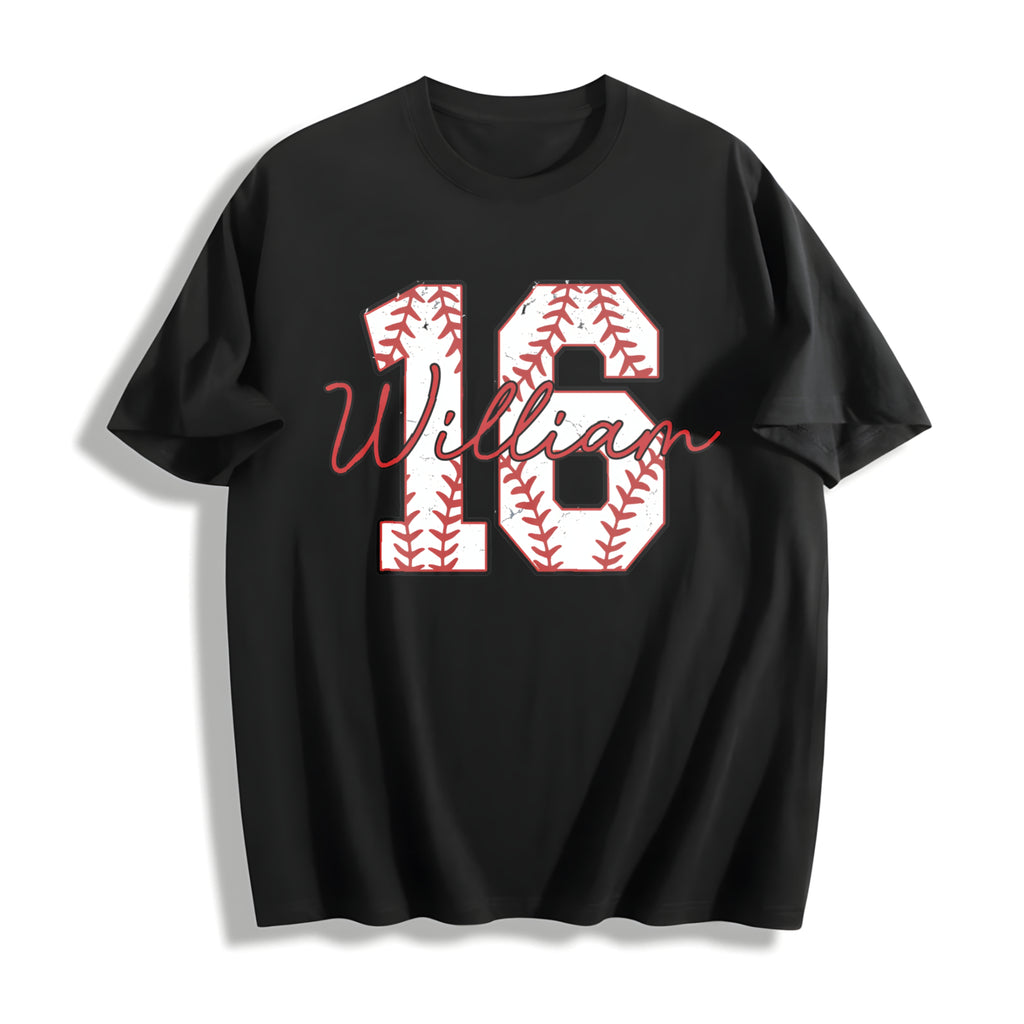 Baseball Number Cotton T-Shirt - product view