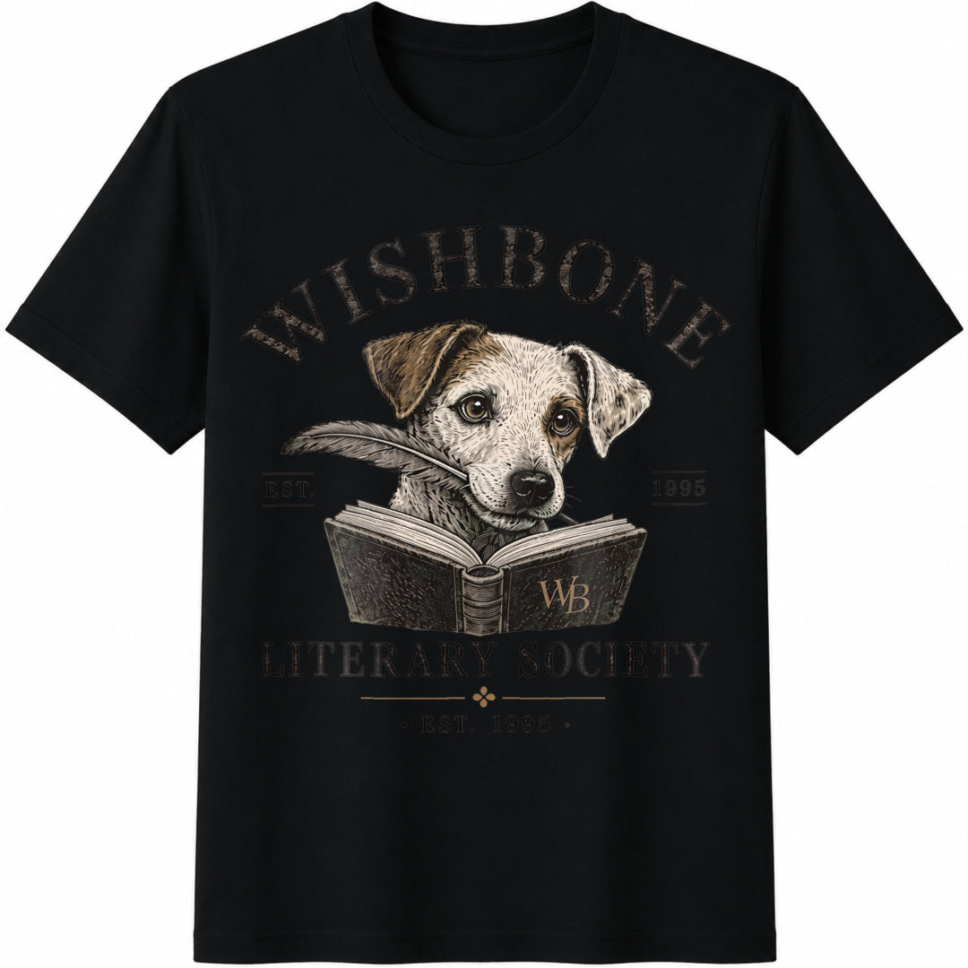 Wishbone Dog Cotton T-Shirt - Black