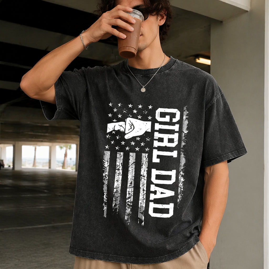 Girl Dad Vintage Washed T-Shirt - product view