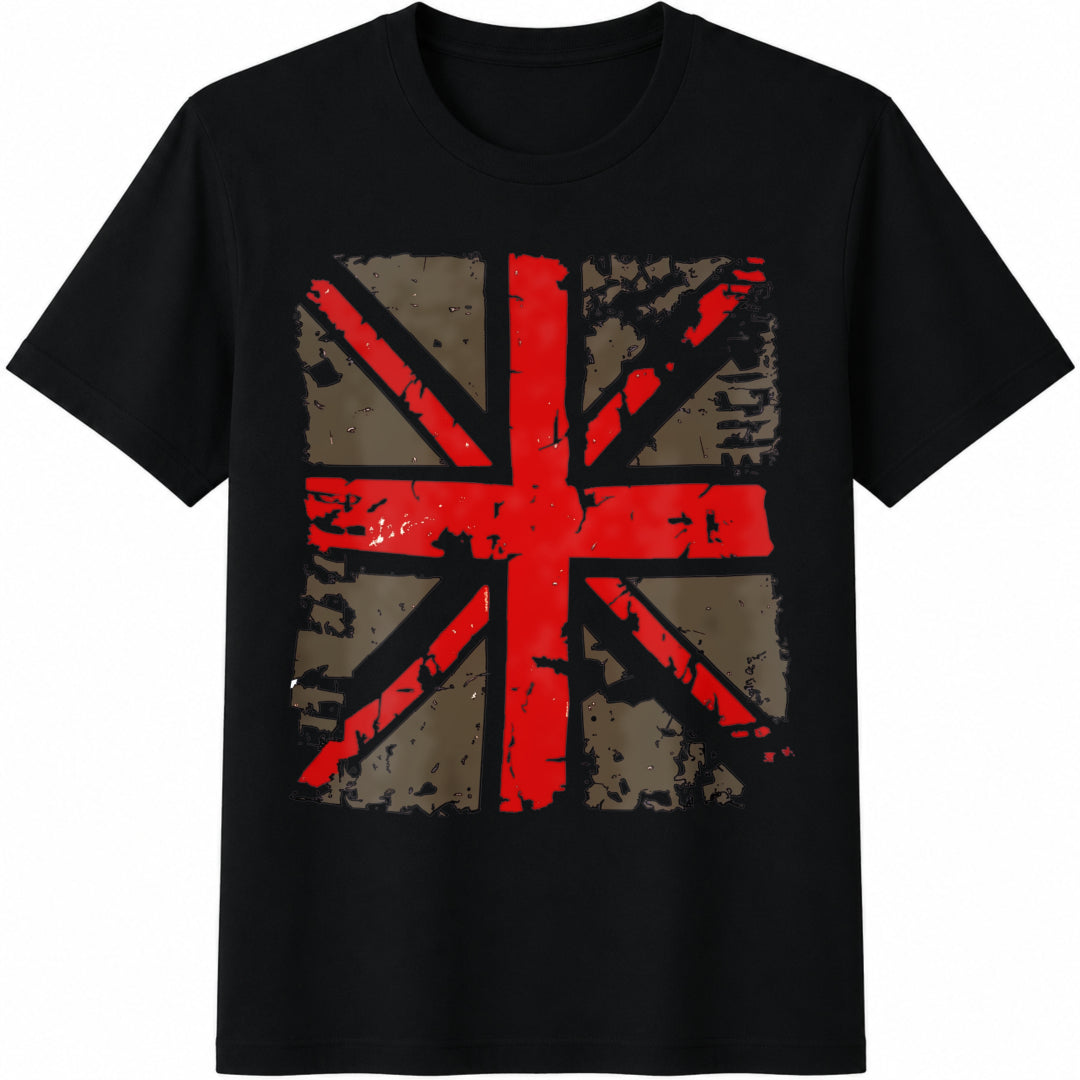 Ladies With Union Jack Cotton T-Shirt - Black
