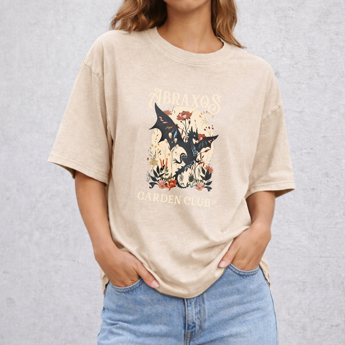 Abraxos Flower Garden Club Vintage Washed T-Shirt - Beige
