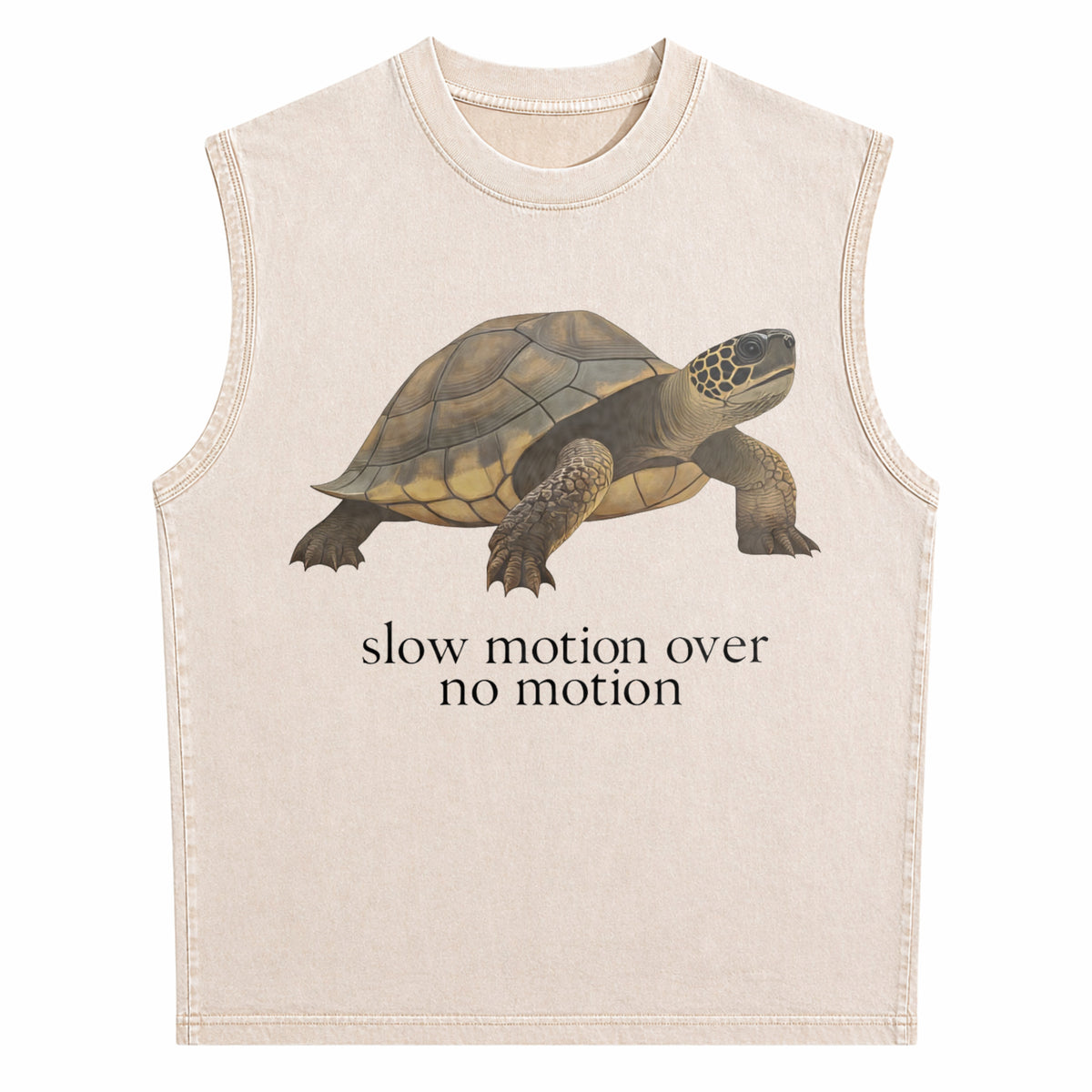 Slow Motion Over No Motion Turtle - Funny Gen Z Slang Men's Washed Tank Top - product view