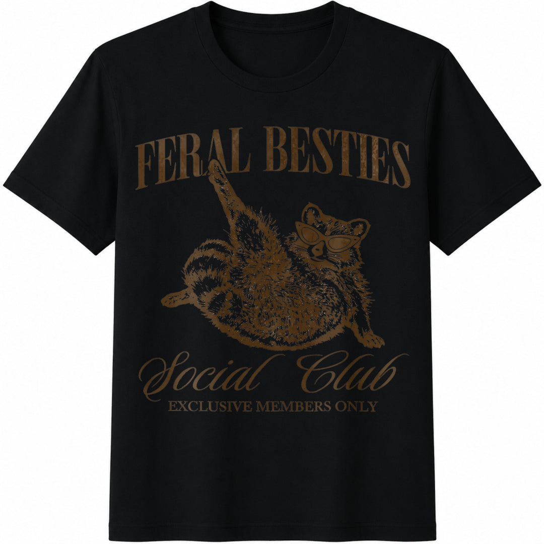 Funny Besties Cotton T-Shirt - Black