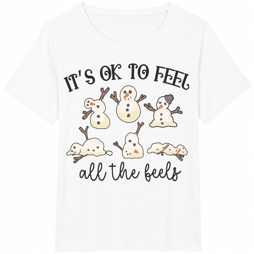 It's Okay To Feel All The Feels Ot Christmas Christmas Mental Cotton T-Shirt - product view