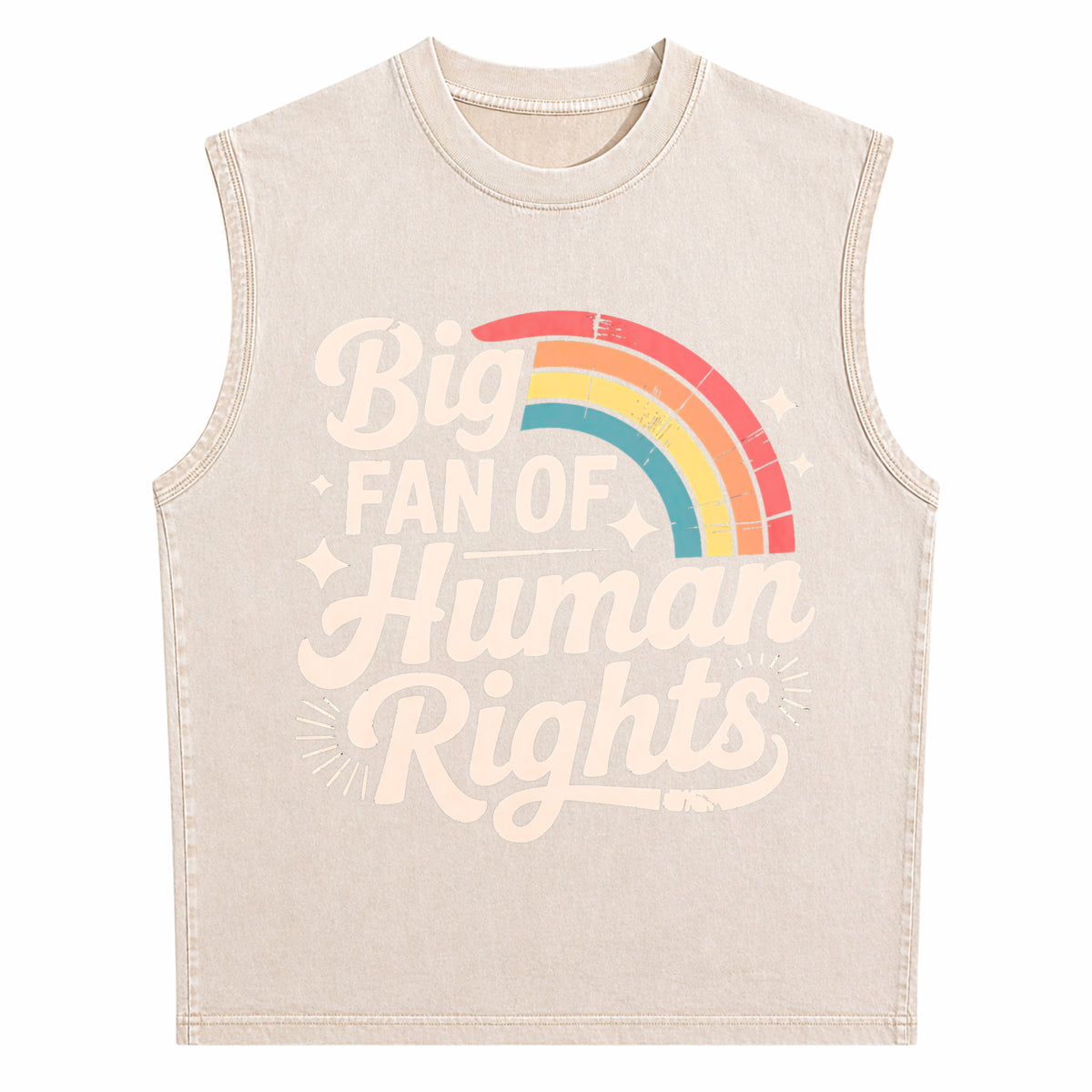 Big Fan Of Human Rights - Rainbow Men's Washed Tank Top - product view