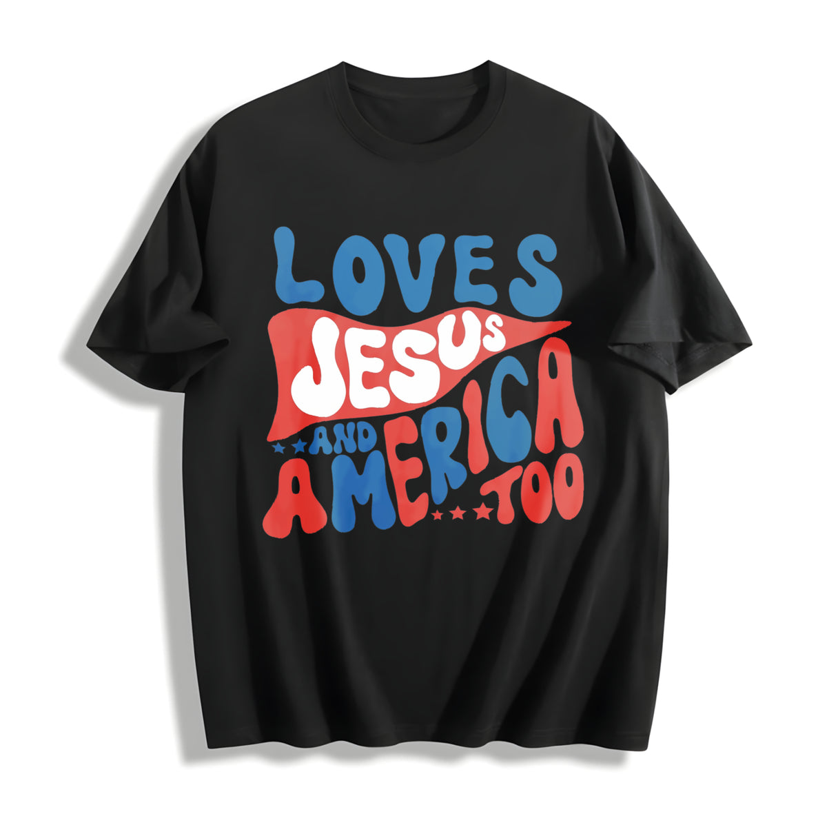 Love Jesus And America Too For Toddler Cotton T-Shirt - Black