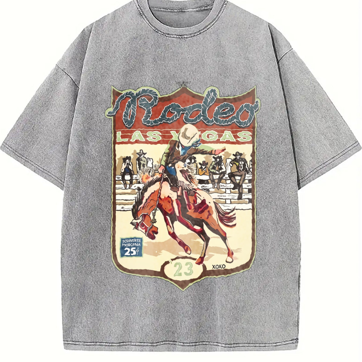 Las Vegas Rodeo Cowboy Vintage Washed T-Shirt - product view