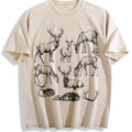 Deer 90s Tattoo Vintage Washed T-Shirt - Beige
