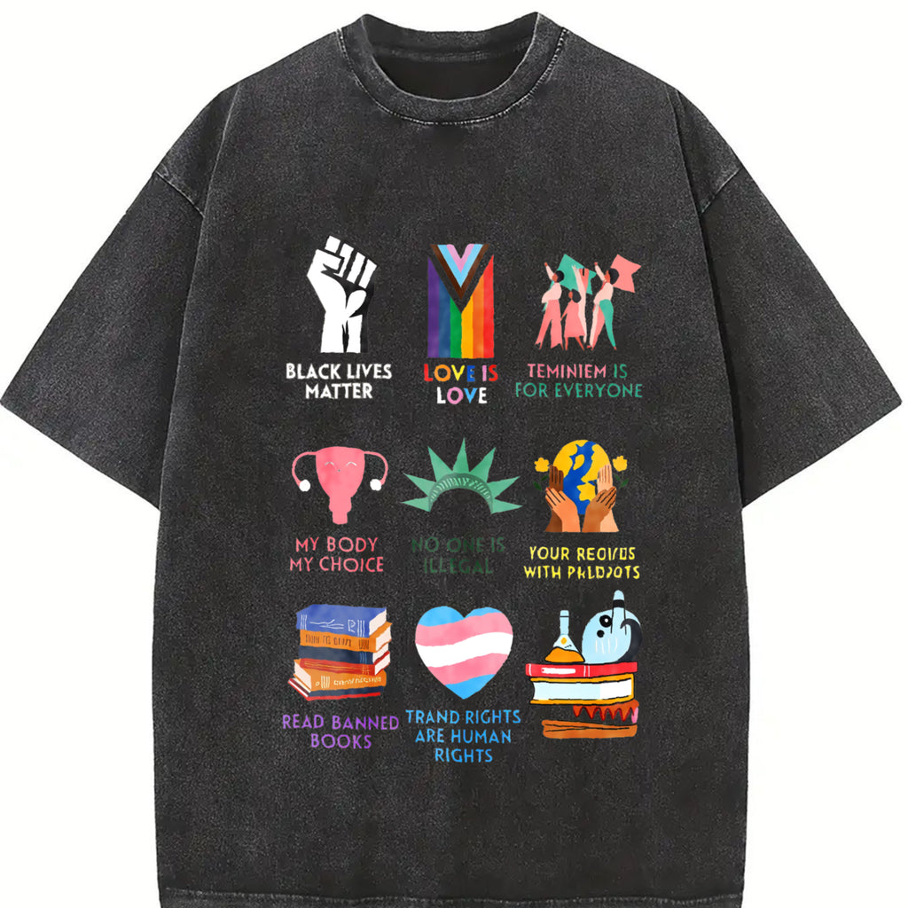 Big Fan Of Human Rights Freedom Shirt S~5XL Oversize Unisex Washed T-Shirt for Women and Men's Unisex Fit Batik Cotton Oversize Streetwear Menswear  Super Soft Pre-Shrunk
