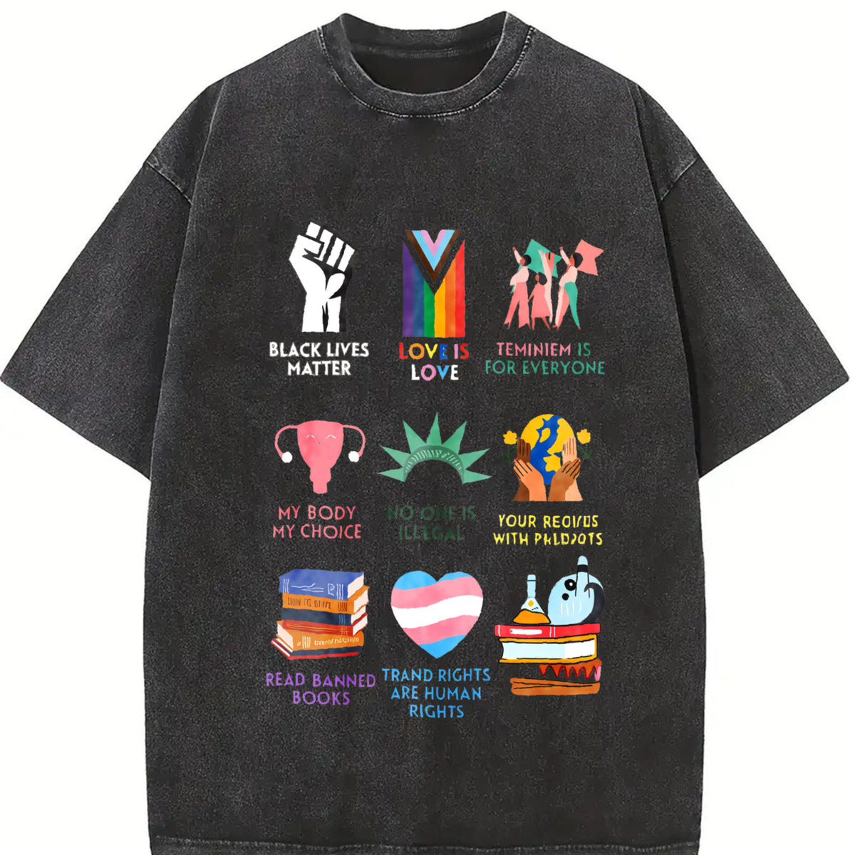Big Fan Of Human Rights Freedom Shirt S~5XL Oversize Unisex Washed T-Shirt for Women and Men's Unisex Fit Batik Cotton Oversize Streetwear Menswear  Super Soft Pre-Shrunk