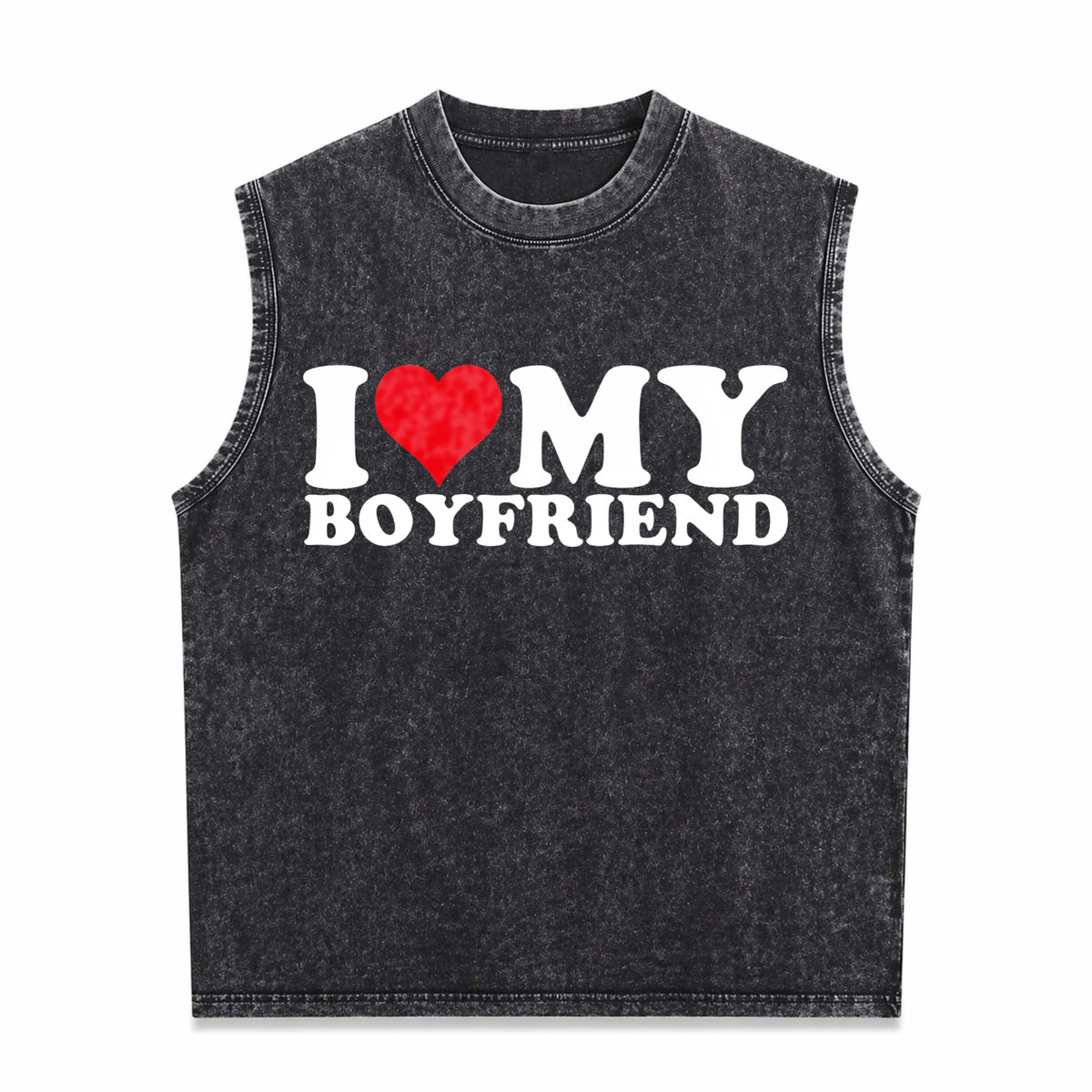 I Love My Heart Men's Washed Tank Top - Black
