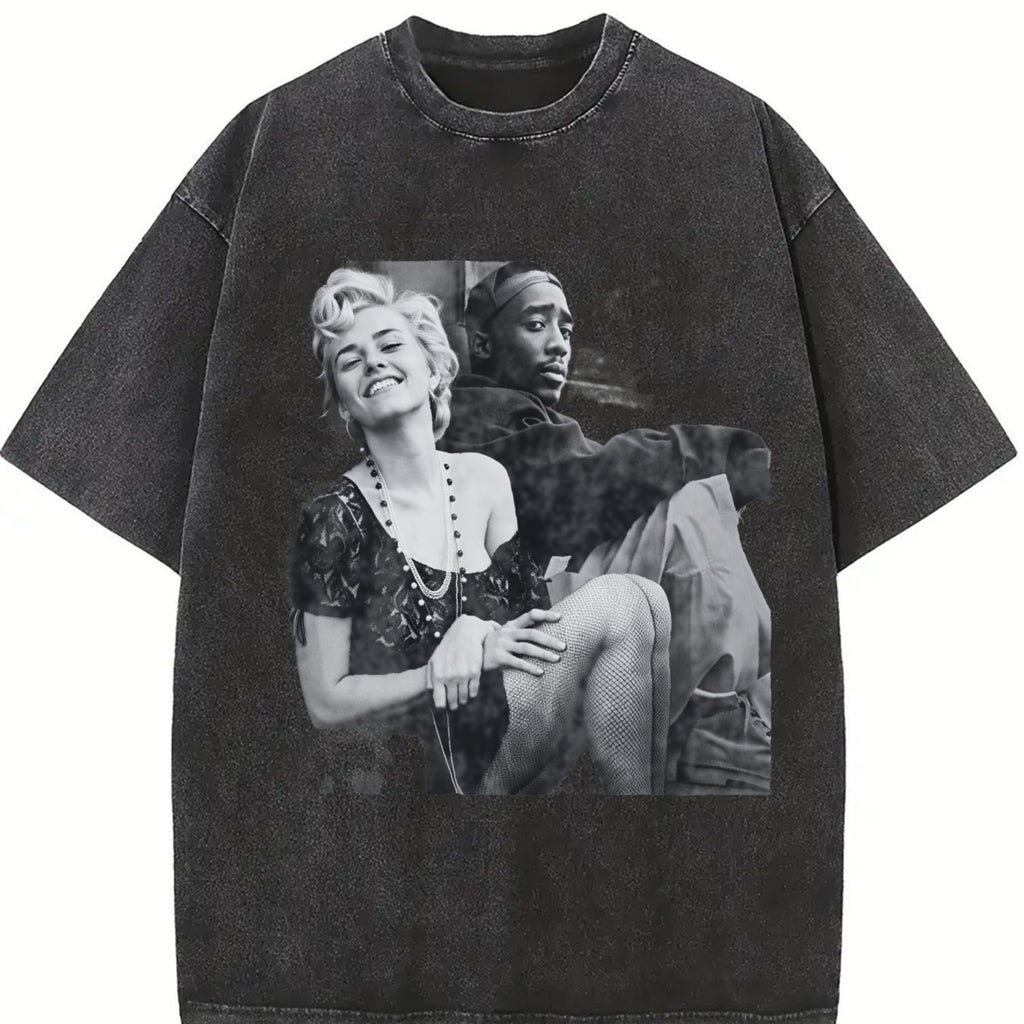 Marilyn Monroe and 2Pac Cotton Unisex Tshirt Streetwear