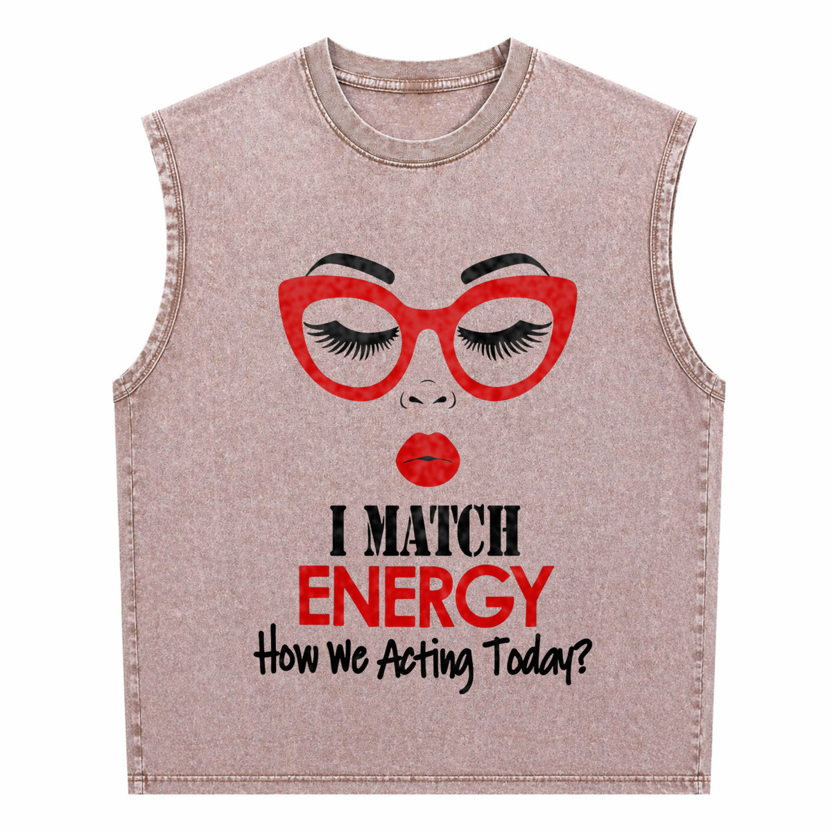 I Match Energy Slogan Men's Washed Tank Top - product view