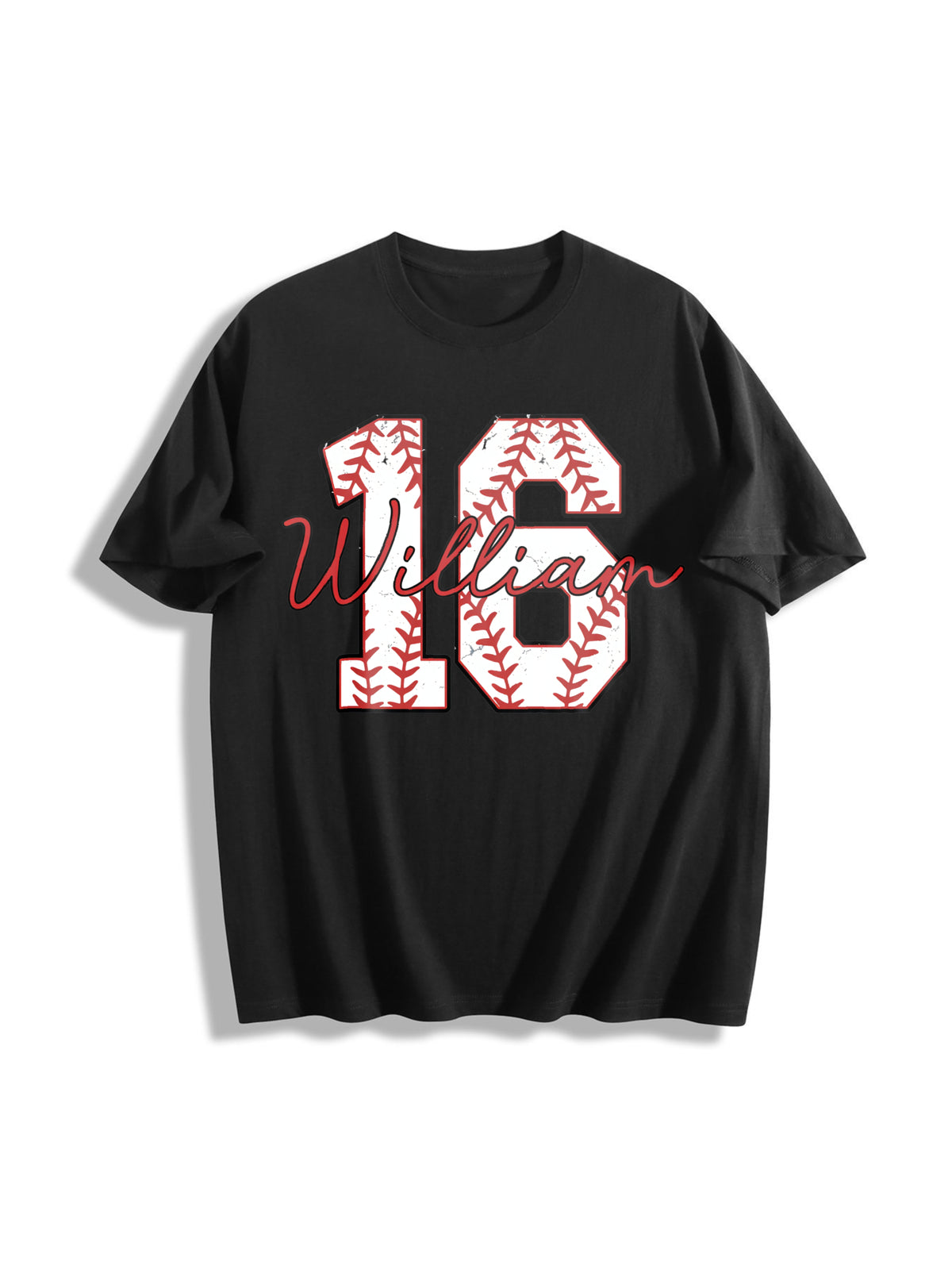 Baseball Number Cotton T-Shirt - Black