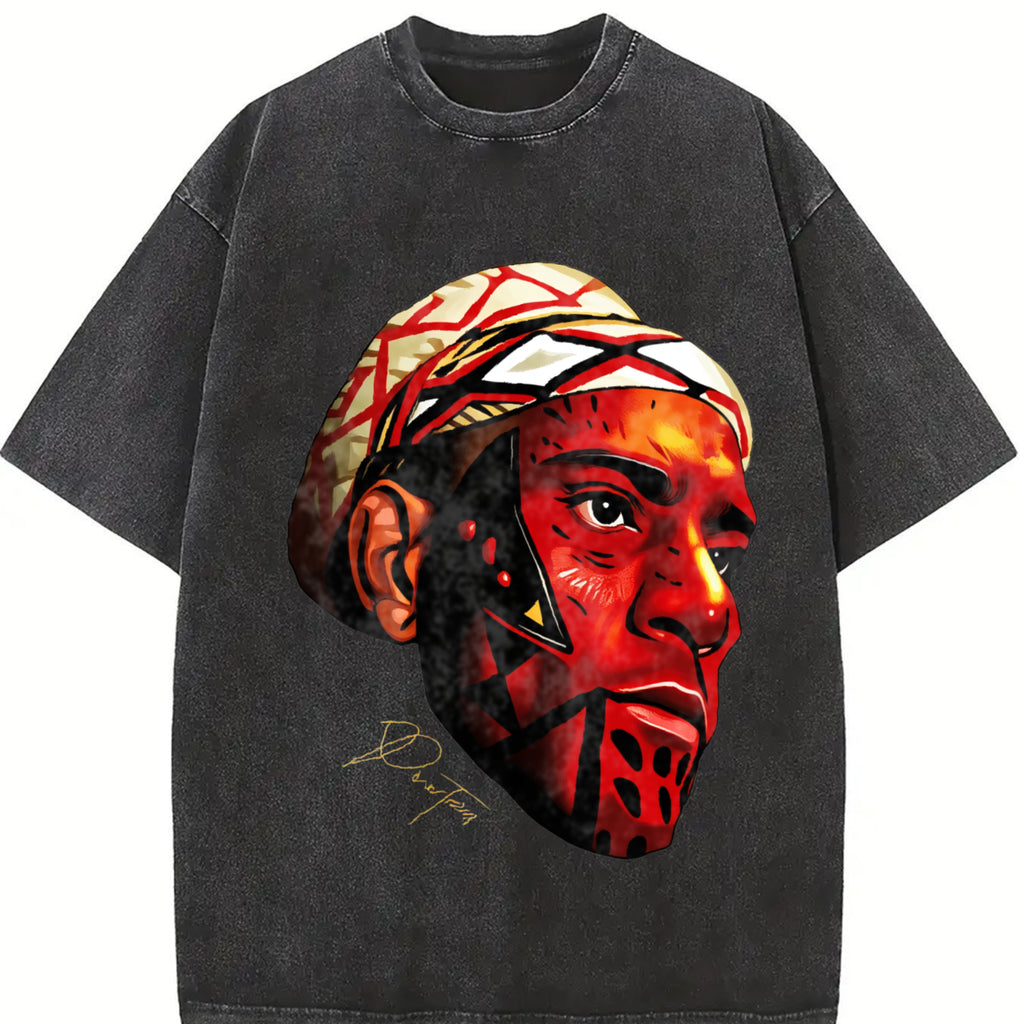 Alex Pereira Poatan Painted Face Portrait Vintage MMA Graphic Design T-Shirt Cotton Menswear