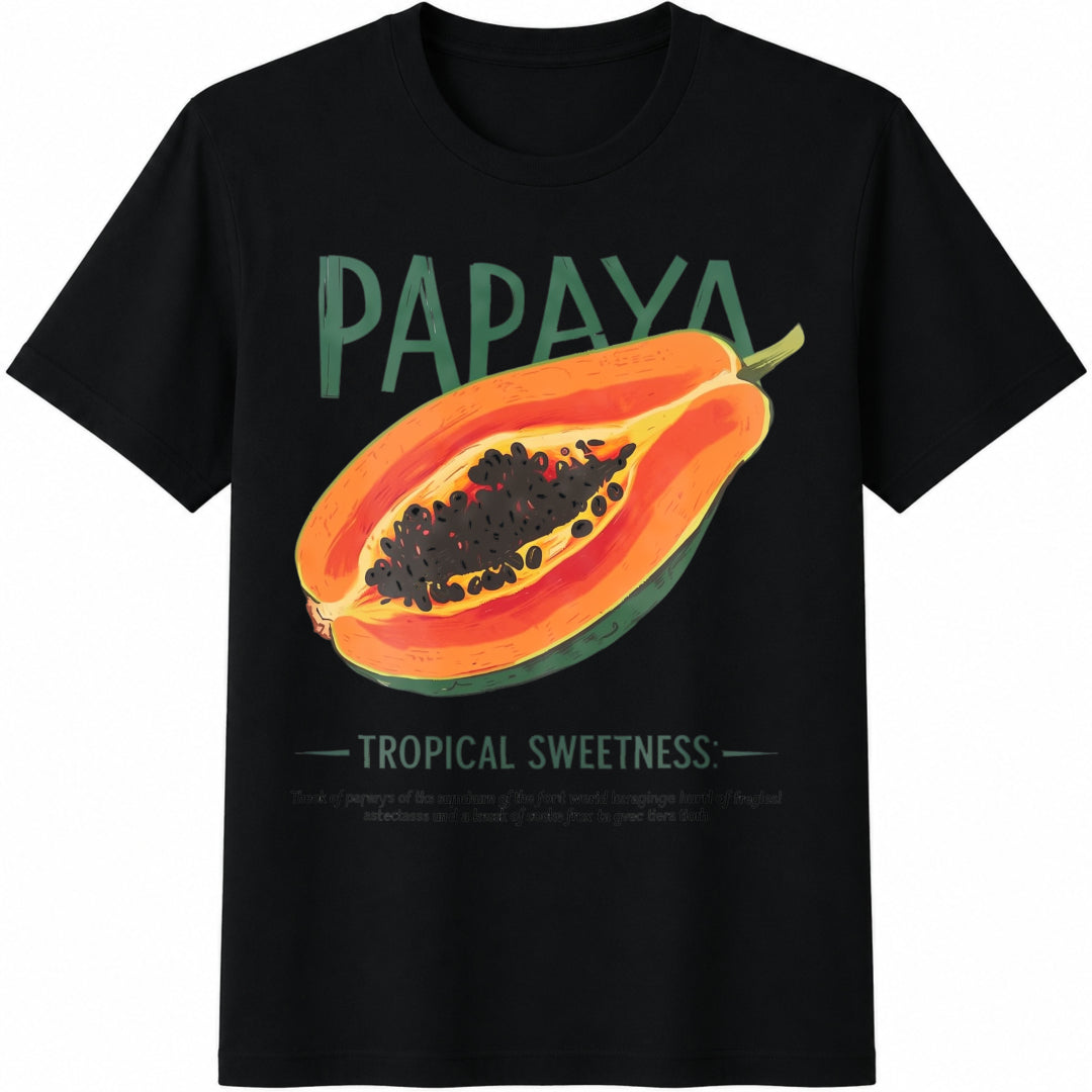 Lune Papaya Tropical Sweet Aesthetic Fruit Local Farmers Cotton T-Shirt - Black