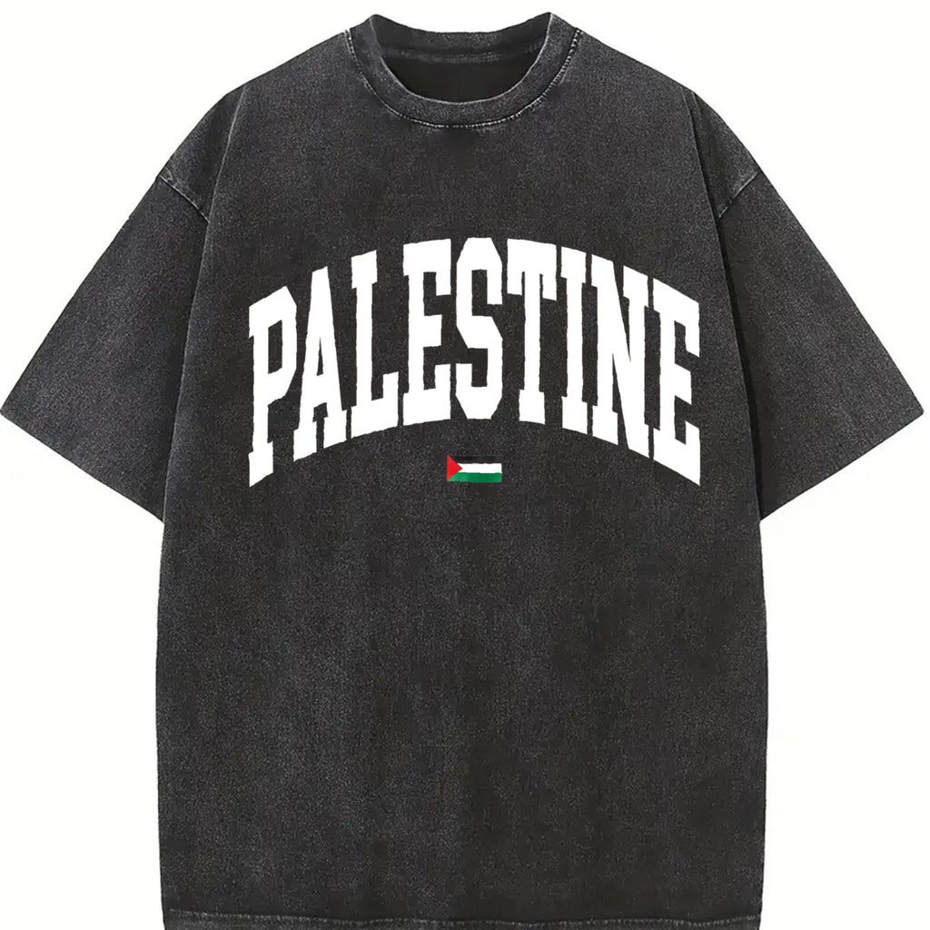 valentine shirts Palestines Flag T Shirt Hip Hop Washed Short Sleeve Harajuku T-Shirt Fashion for Men Women Tops Streetwear Summer Tee Shirt Distressed Festive