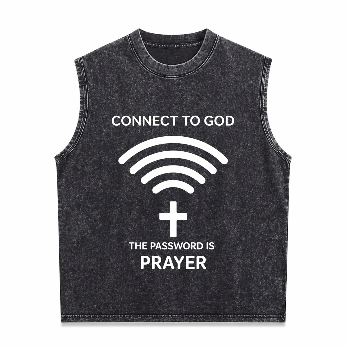 Connect To God The Password Ls Prayert- 100 Men's Washed Tank Top - Black