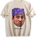 Prison Mike Michael Scott Portrait The Office Tribute Vintage Washed T-Shirt - Beige