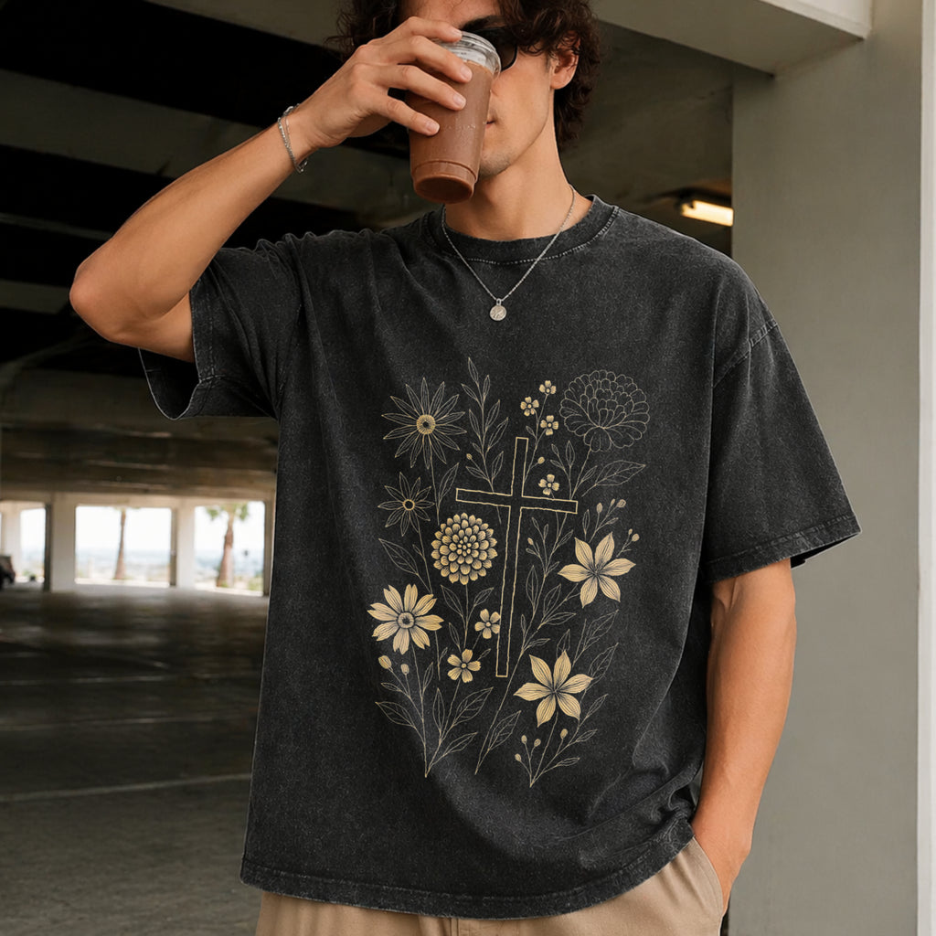 Christian Cross Vintage Washed T-Shirt - product view