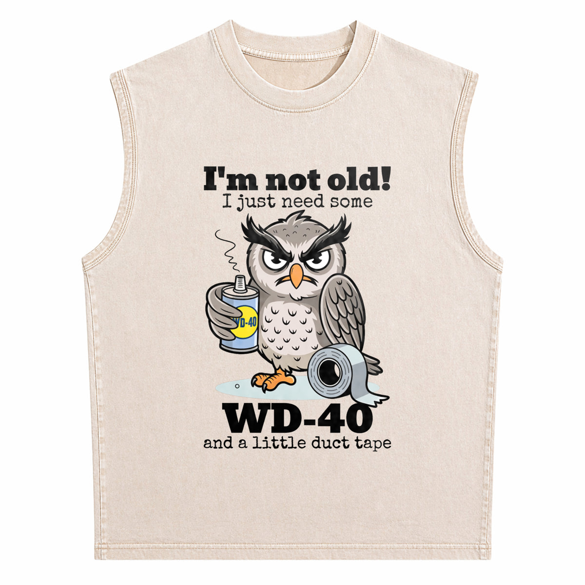 Owl I'm Not Old I Just Need Some Men's Washed Tank Top - product view