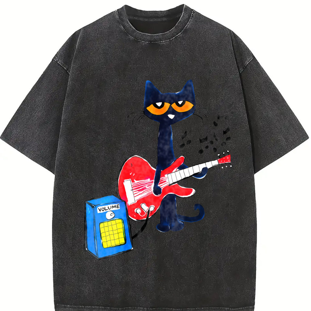 Comfort Colors Pete The Cat Playing Guitar T-shirt, Menswear Top Tshirt, Streetwear Party's Shirt, Trendy Gift