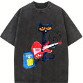 Comfort Colors Pete The Cat Playing Guitar T-shirt, Menswear Top Tshirt, Streetwear Party's Shirt, Trendy Gift