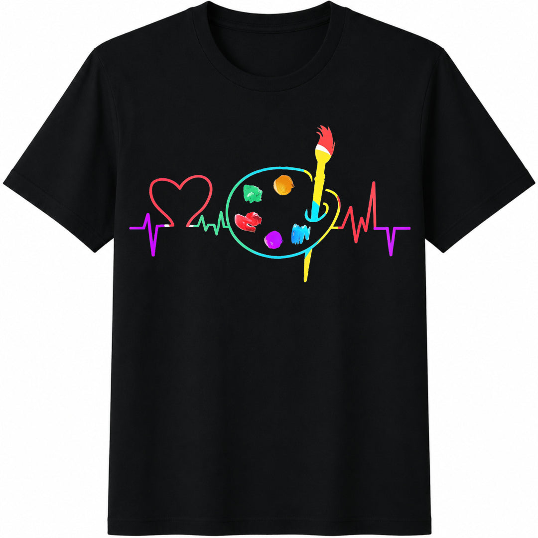 Drawing - A Brush With A Heartbeat Cotton T-Shirt - Black