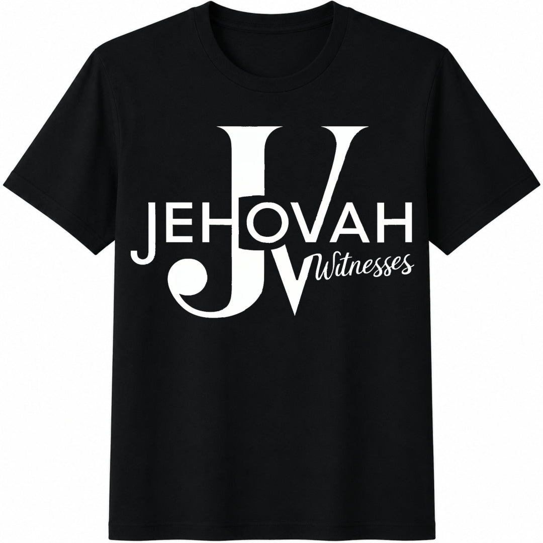Jehovah Witnesses Letters Cotton T-Shirt - Black