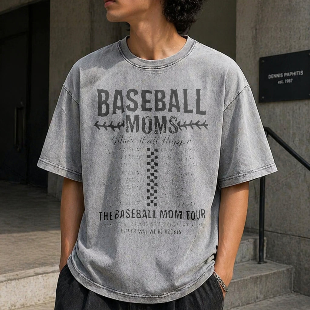 Funny Baseball Mom Vintage Washed T-Shirt - product view