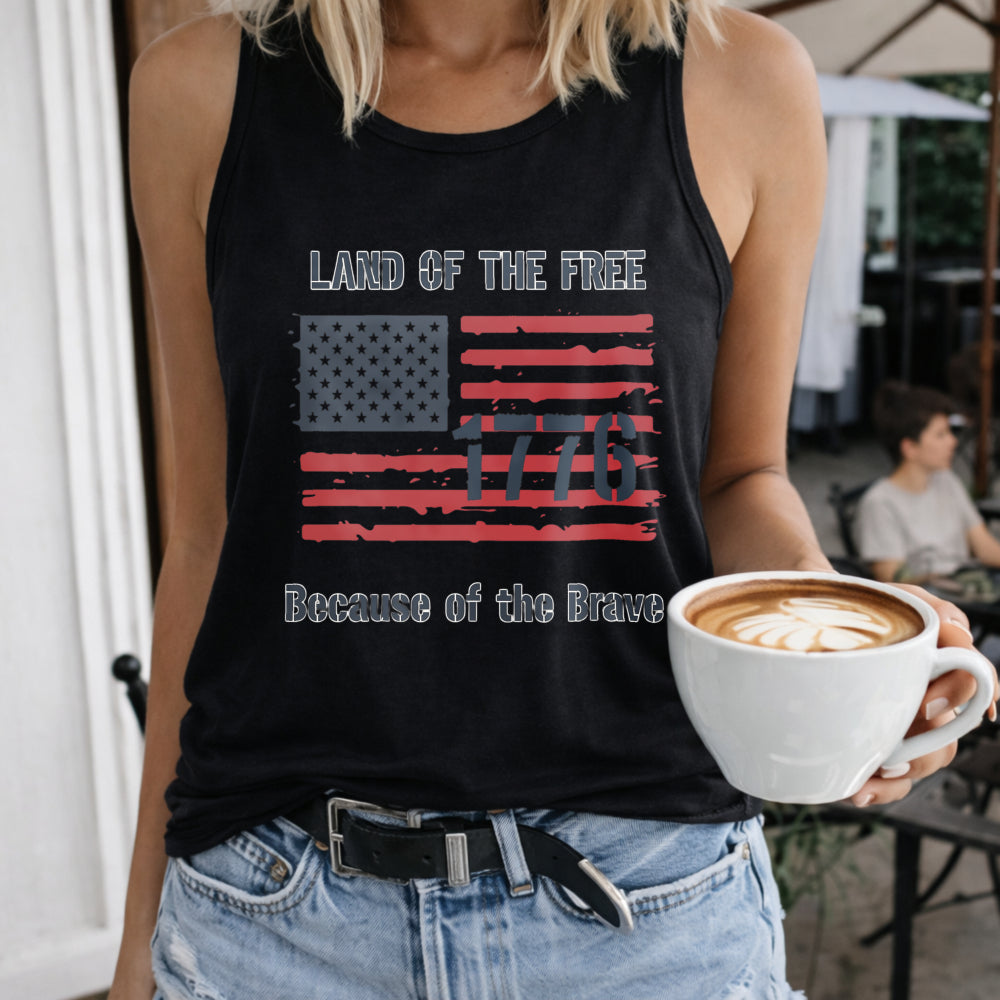 1776 Land Of The Free Because Of The Brave Women's Tank Top - Black