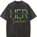 Women's Letter Print Casual Round Neck T Shirt Short Sleeve Summer Wear for Daily Vacation Outdoor Ladies Clothing