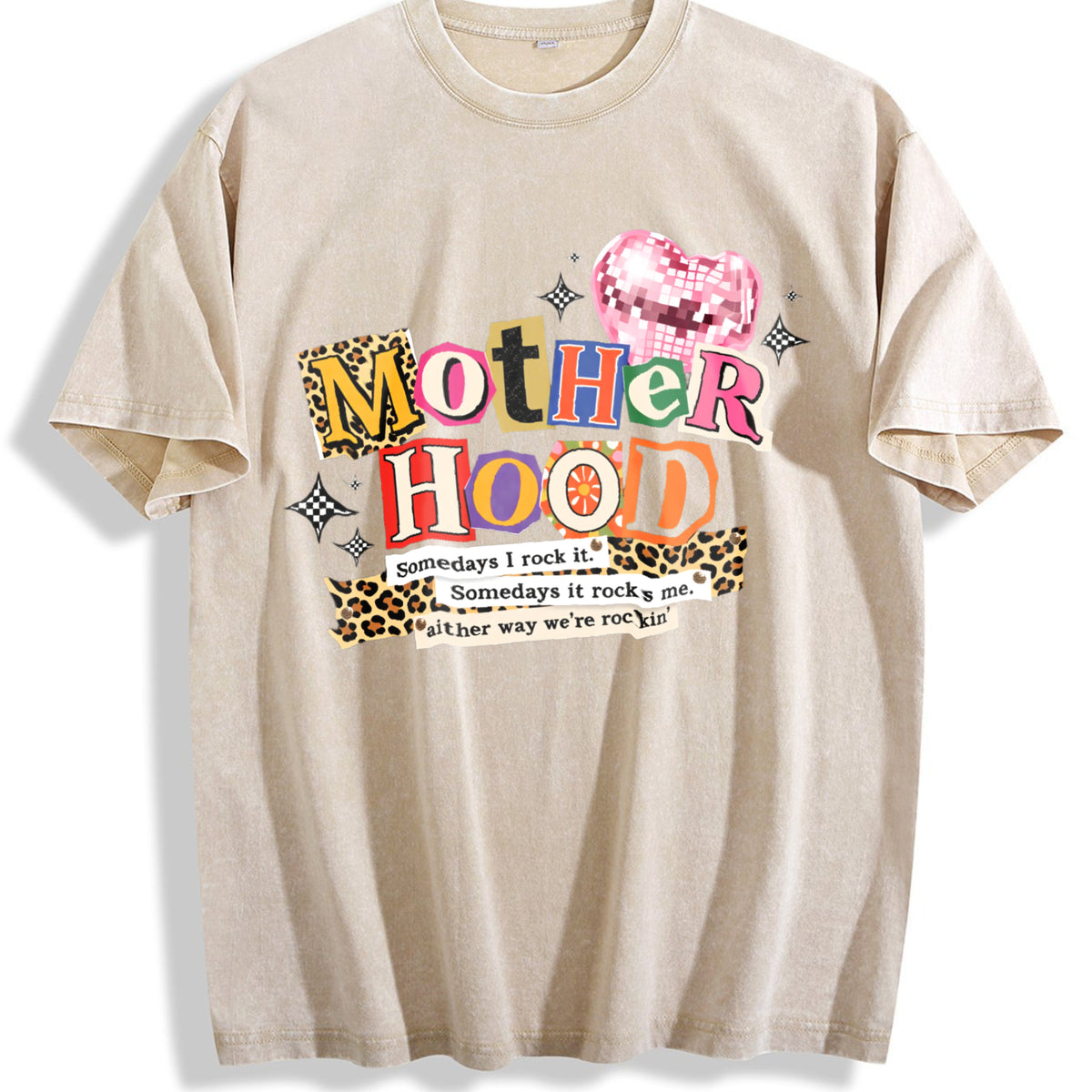 Mom's Motherhood Vintage Washed T-Shirt - Beige