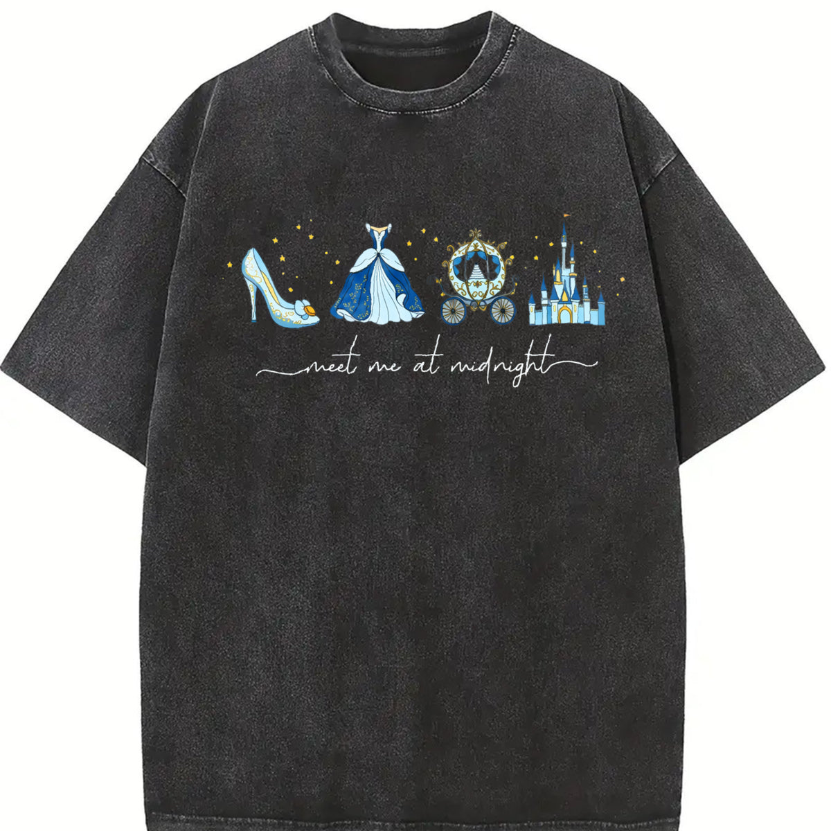 Comfort Colors Meet Me at Midnight Shirt, Fairytale Carriage Inspired Tee, Magical Princess Party Graphic Shirt, Cute Girls Trip 2025 Gift